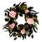 24" Cute & Creepy Black & Pink Flower Halloween Pre-Lit LED Wreath